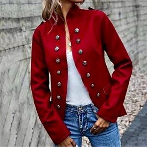 Women Casual open Red Blazer in size S/M No label NWOT